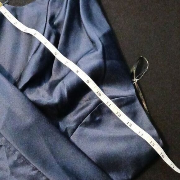 NEW Alfred Sung Draped One-Shoulder Satin Maxi Dress Midnight Navy, Size 2 D815S - Picture 8 of 12